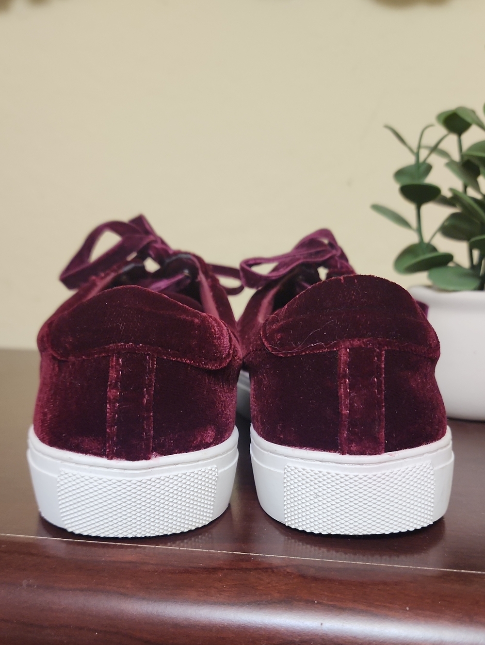 Burgundy Velvet Sneakers - Picture 4 of 5